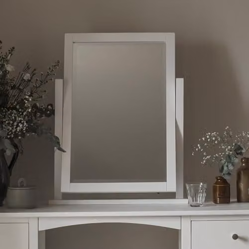 Statement Furniture Edward Hopper Dressing Table Mirror in White with Bevelled Glass, W: 55 cm, H: 70 cm – 1
