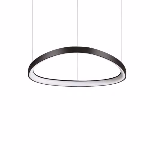 Ideal Lux Gemini Modern LED Ring Pendant Ceiling Light, Black, 2700K, Width: 61 cm