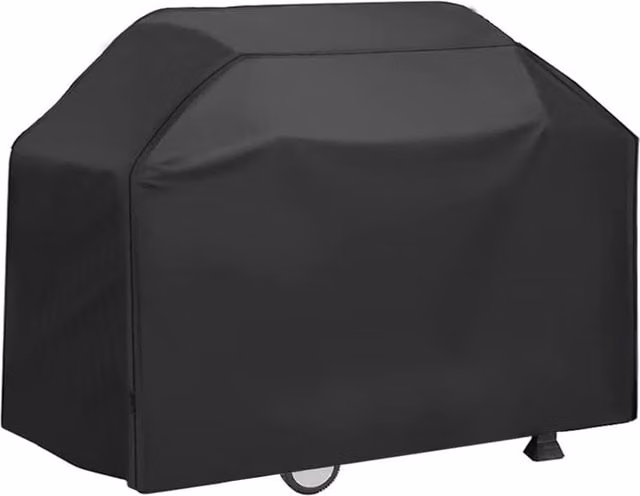 Livingandhome Waterproof Outdoor BBQ Grill Cover in Black Polyester