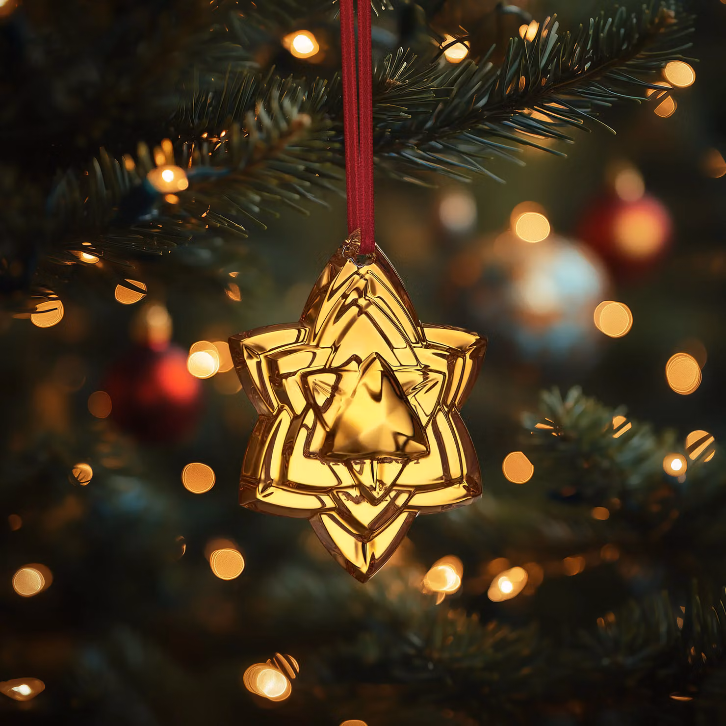 Baccarat Noel Plaquette 2018 Crystal Star Annual Christmas Ornament in Gold and Rose Gold – 2