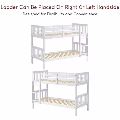 Vida Designs Milan Two-Level Bunk Bed Frame in White Solid Pine Wood, W/D/H: 90 x 190 x 143.99 cm – 2