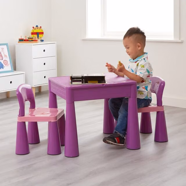 Liberty House Toys Kids 5 in 1 Activity Table and 2 Chair Set in Purple