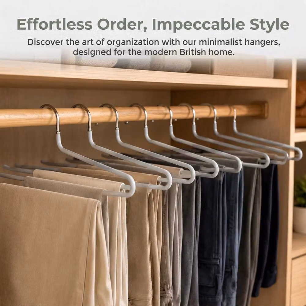 Havendro 10 Metal Open-Ended Space-Saving Hangers in Light Grey – 4