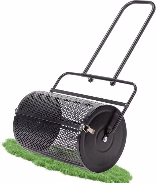 SPETLEK 24 Inch Manual Compost Spreader and Peat Moss Roller in Black – 1