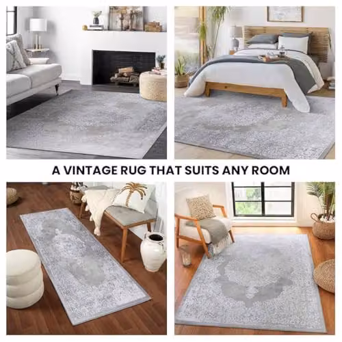 Livabliss Lustro Vintage Boho Rectangular Rug in Beige, Grey and White, W: 80 cm, L: 150 cm – 5