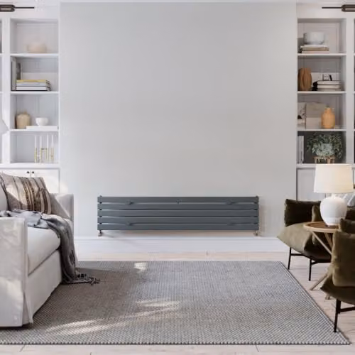 UK Radiators Typhoon Axis Anthracite Horizontal Designer Radiator, W: 160 cm, H: 34 cm – 3