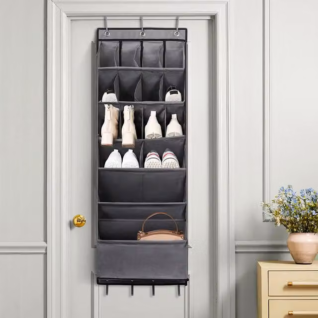 Livingandhome Hanging Shoe Storage Door Organiser, Grey