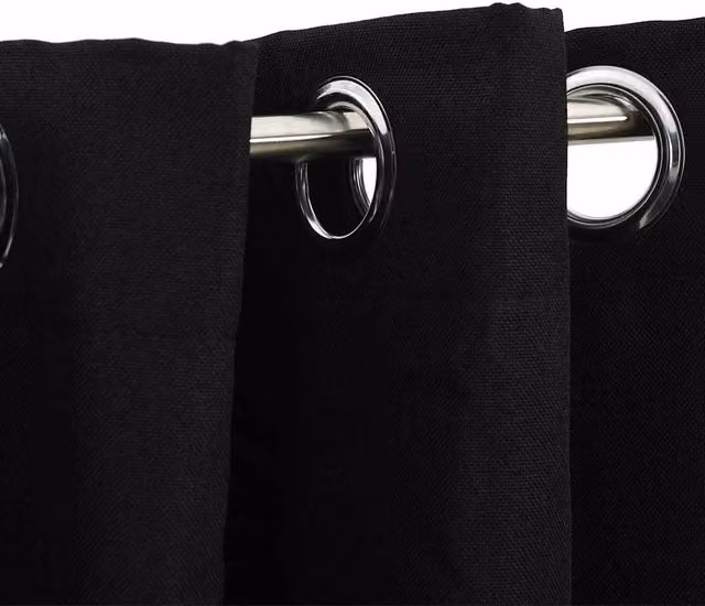 Berkfield Home Linen-Look Blackout Curtains with Eyelets, Black, W: 290 cm, H: 245 cm