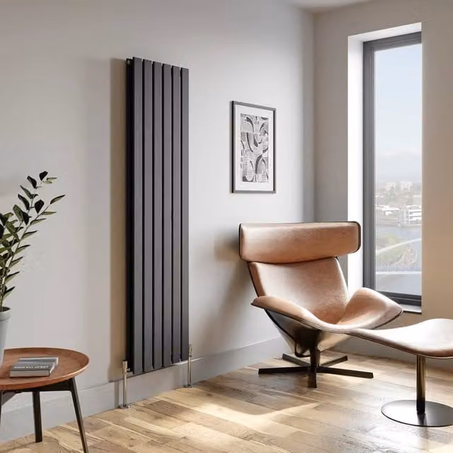 Temprazo Horizontal Double Flat Panel Designer Radiator in Anthracite Grey, W: 1060 mm, H: 600 mm, Depth: 455 mm, Length: 1800 mm