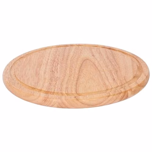 Argon Tableware Round Wooden Chopping Board with Groove, Brown, W/D/H: 30 x 30 x 2 cm