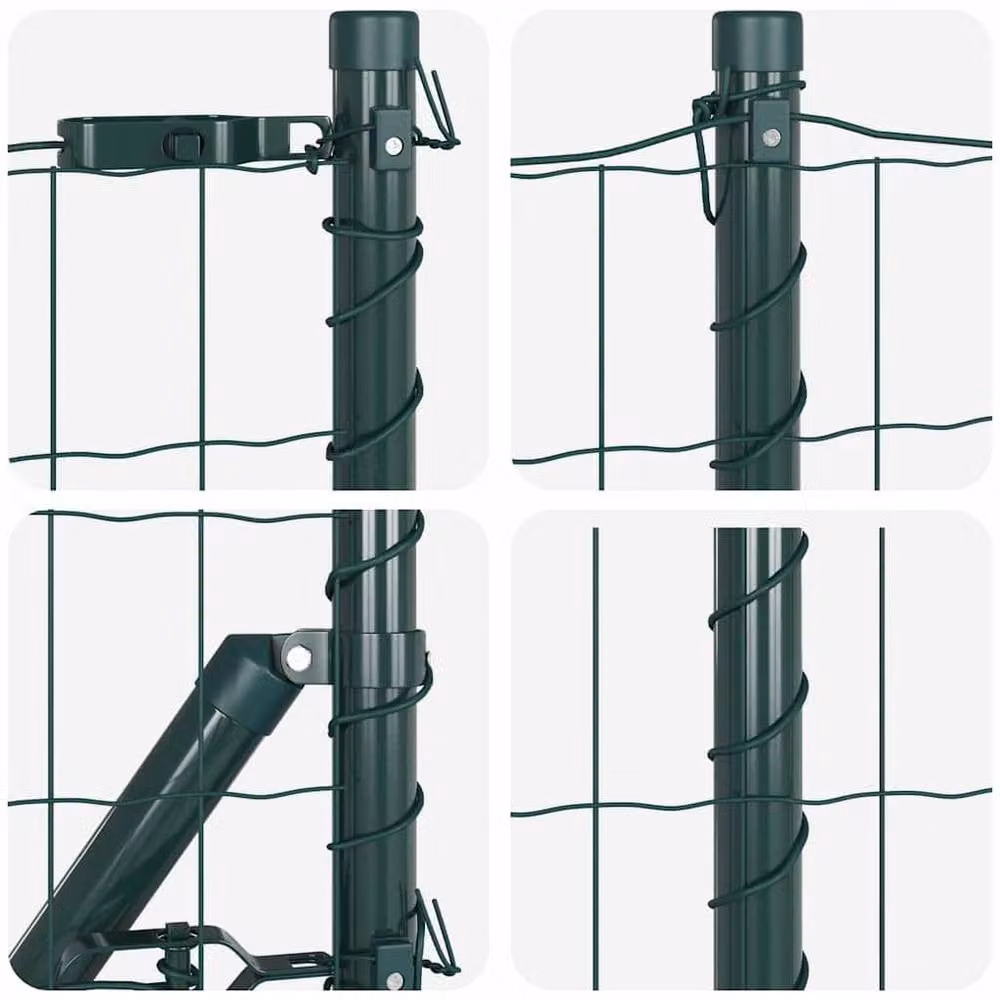 Berkfield Home Euro Fence Green Galvanised Steel with 13 Posts, 0.4 x 50 m – 7