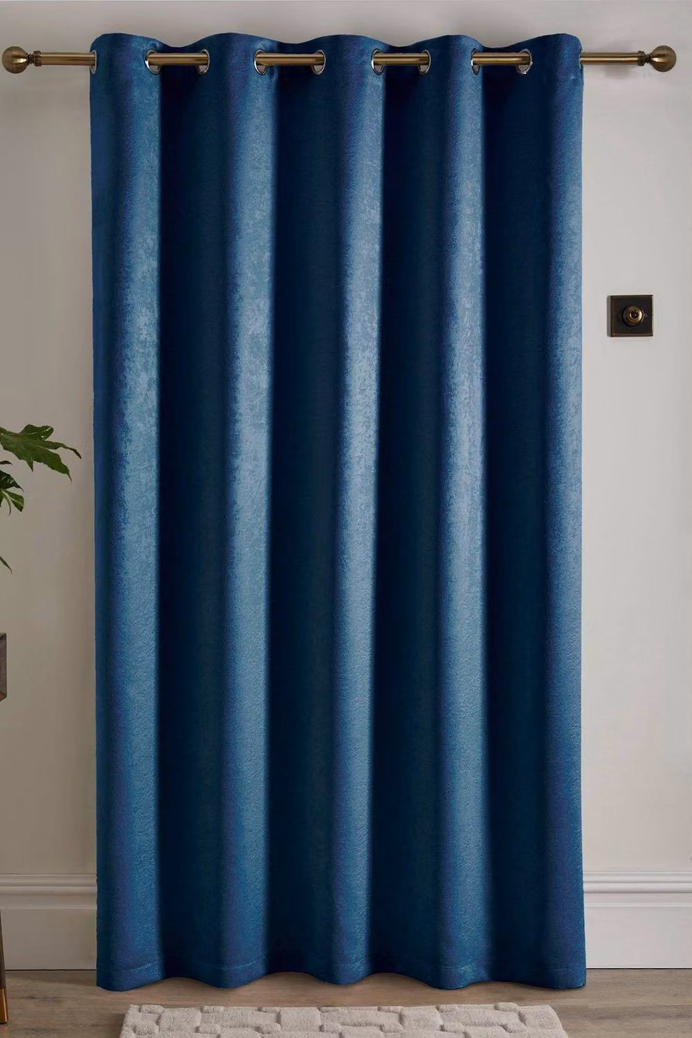 Fusion Strata Dim Out Woven Eyelet Single Panel Door Curtain in Petrol, Width: 168 cm, Drop: 214 cm – 2