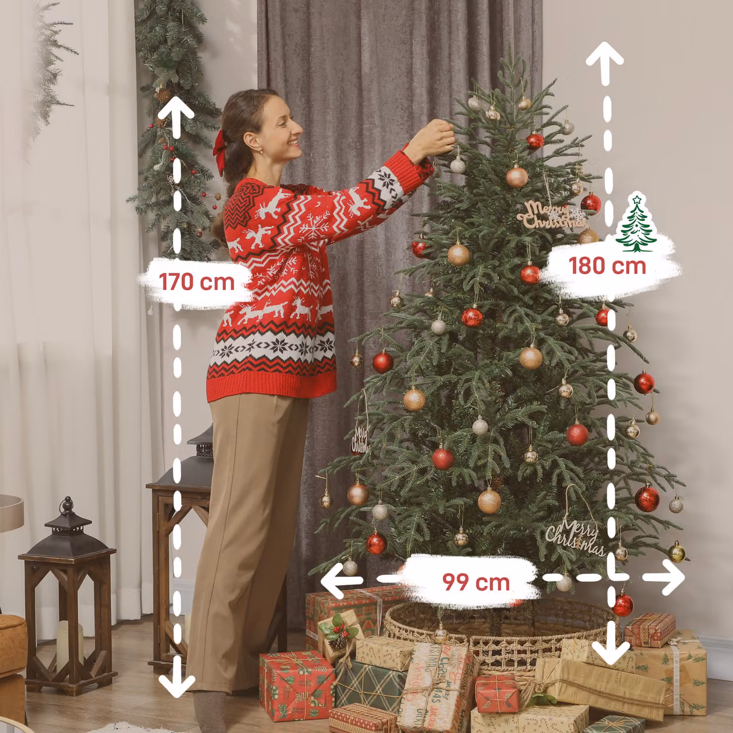 HOMCOM 6 ft Green Spruce Christmas Tree with Realistic Dense Tips – 3