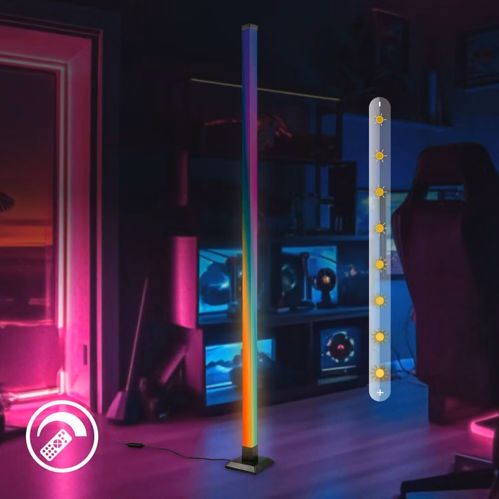 Briloner RGBIC LED Floor Lamp with Remote Control and Music Sync, Black, H 150 x W 12.5 x D 12.5 cm – 3