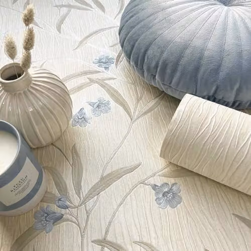 Belgravia Decor Tiffany Floral Cream and Soft Blue Botanical Wallpaper – 2