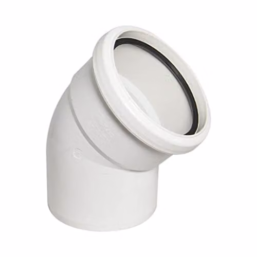 FloPlast 110mm Ring Seal Soil 135 Degree Socket to Spigot Bend, White