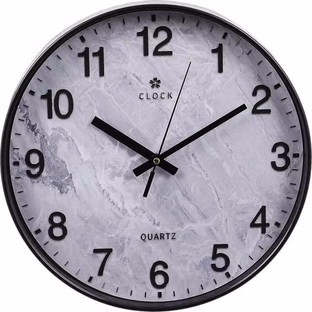 PAWNORA Round Analog Wall Clock in Black, Diameter: 30.48 cm
