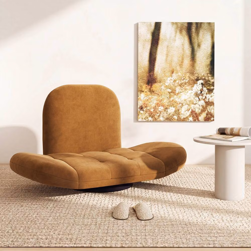 Costway Brown Swivel Floor Gaming Chair with 360 Degree Rotation and Folding Recliner Design – 8