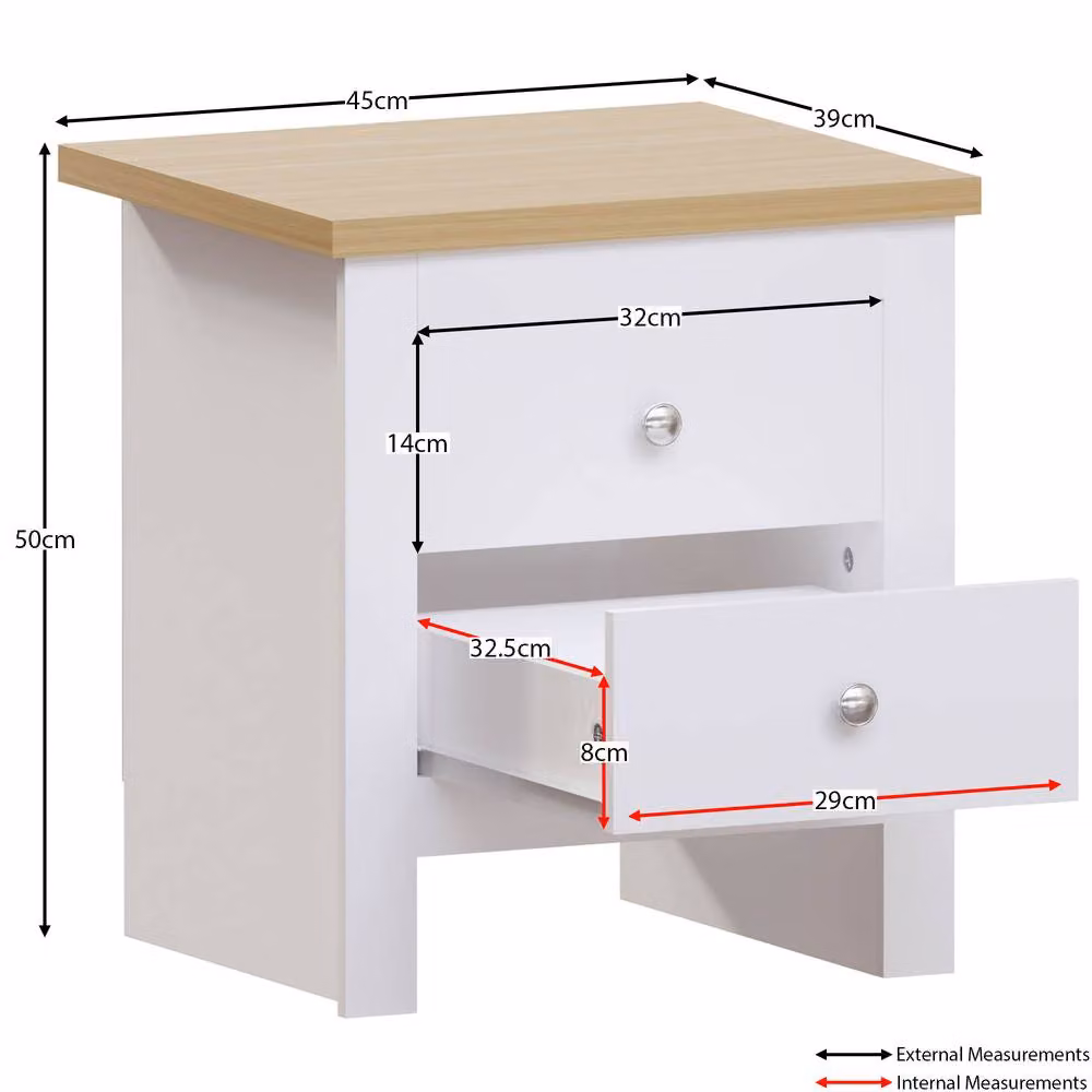 HD Designs Arlington 2 Drawer Chest of Drawers in White – 2
