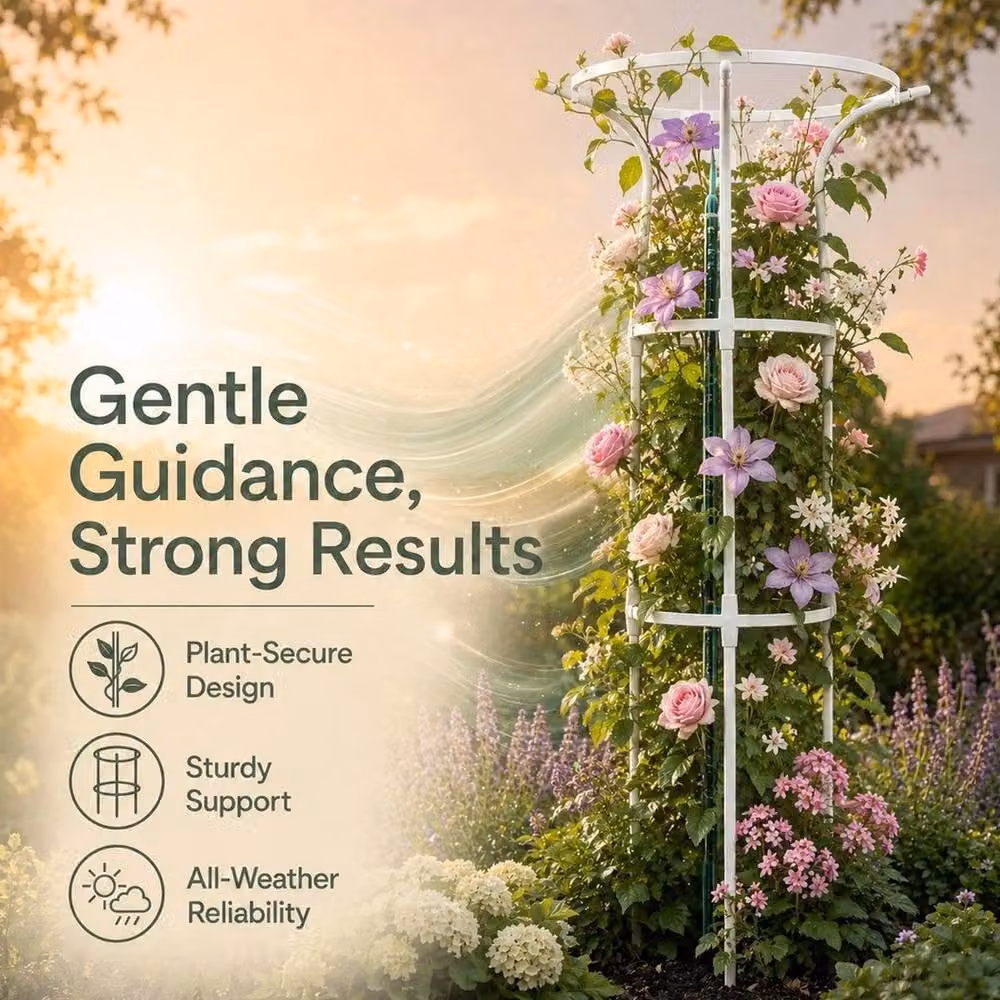 Kelvenix White Metal Umbrella Garden Plant Support, W/D/H: 50 x 50 x 110 cm – 2