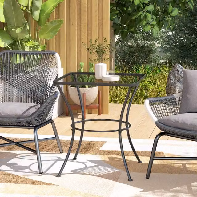 Outsunny Square Metal Garden Bistro Table in Black