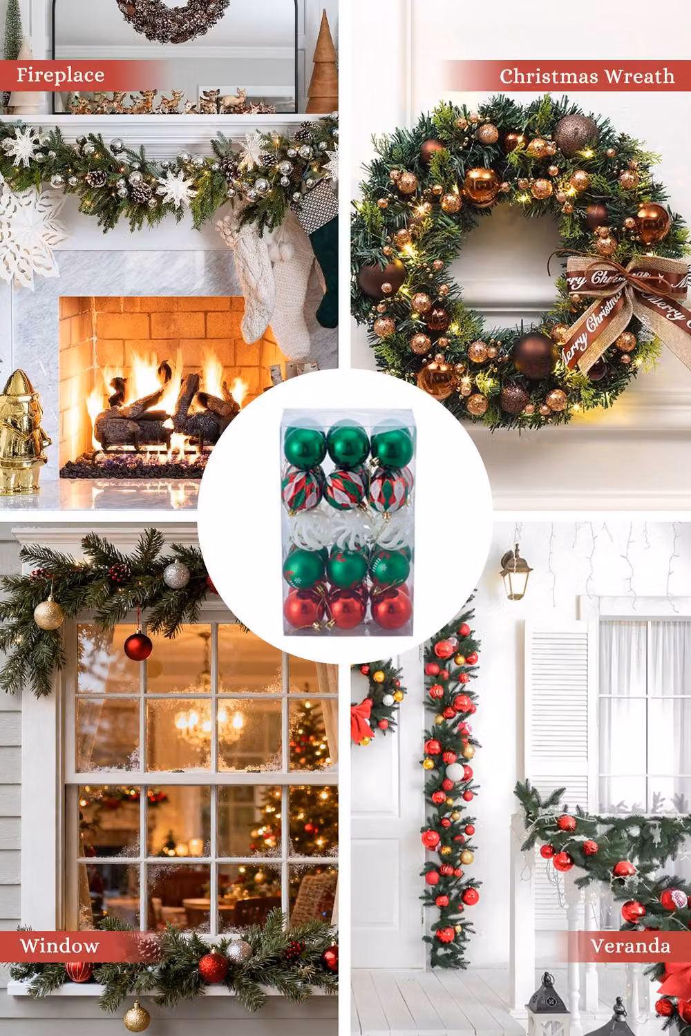 Living and Home 30-Piece Multicolour Christmas Ornament Set with Hanging Baubles in Grid, Cutout and Stocking Designs – 4