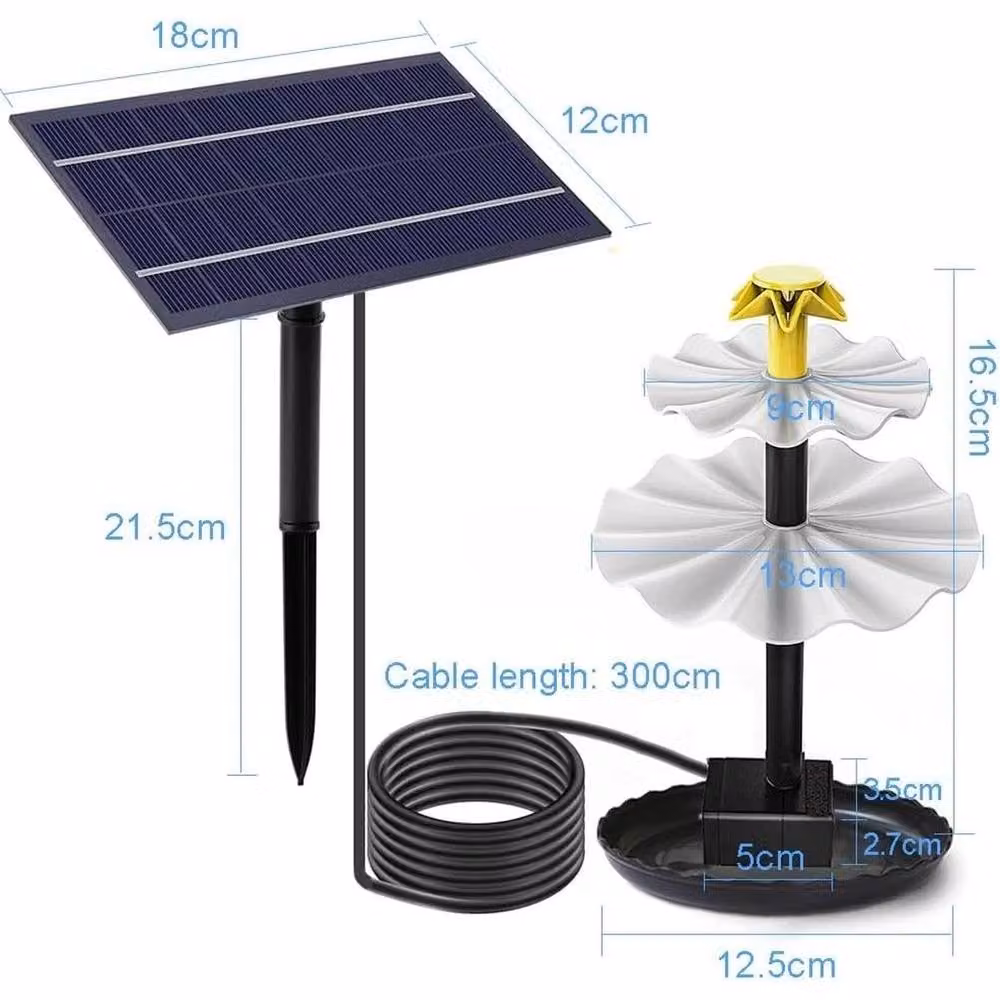 FLAVORA 2-Tier Solar Bird Bath Water Fountain in Black – 2