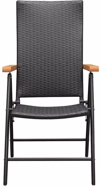 Berkfield Home Set of 2 Stackable Black Poly Rattan Garden Chairs with Armrests and Powder Coated Aluminium Frame