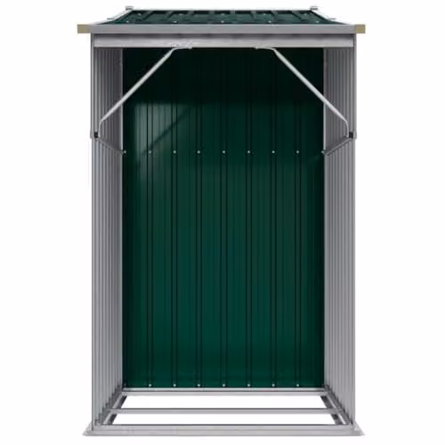 vidaXL Garden Shed in Green Galvanised Steel, W: 277 cm, D: 93 cm, H: 179 cm – 4