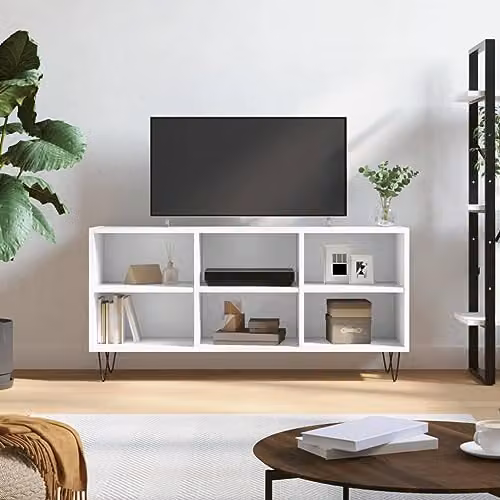 vidaXL Modern White TV Cabinet with Media Compartments, W/D/H: 103.5 x 30 x 50 cm – 2