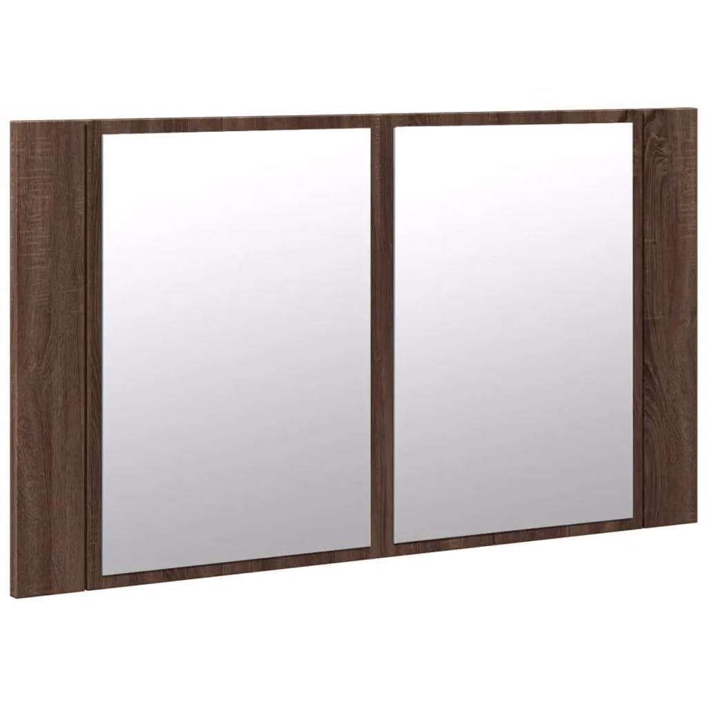 Berkfield Home LED Bathroom Mirror Cabinet in Brown Oak, W: 80 cm, D: 12 cm, H: 45 cm – 5