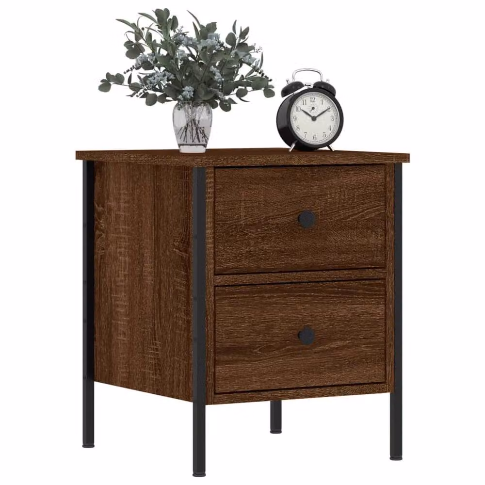 Berkfield Home Set of 2 Brown Oak Bedside Cabinets, W/D/H: 40 x 42 x 50 cm – 2