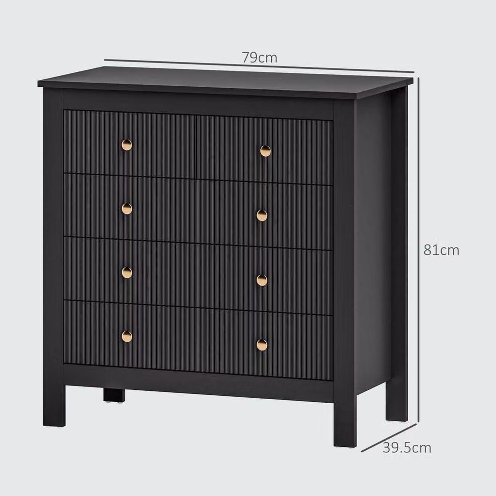 EONLION Modern Black 5 Drawer Bedroom Chest of Drawers with Gold Accents, Width: 100 cm – 2