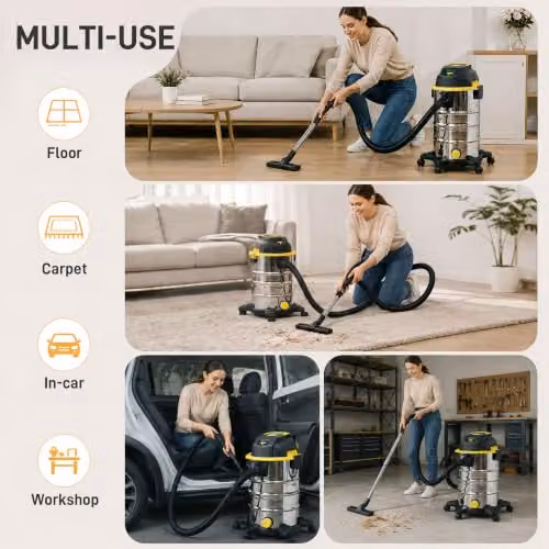 HOMCOM 1400W Vacuum Cleaner with Blowing Function in Silver – 7
