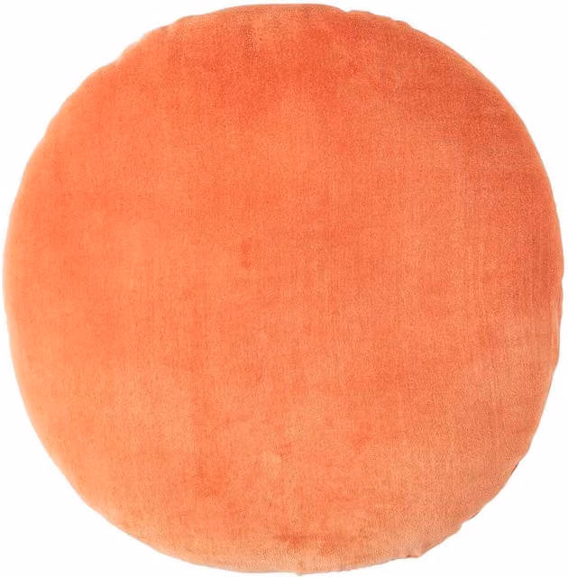 Homescapes Round Cotton Velvet Cushion in Orange, Diameter: 40 cm