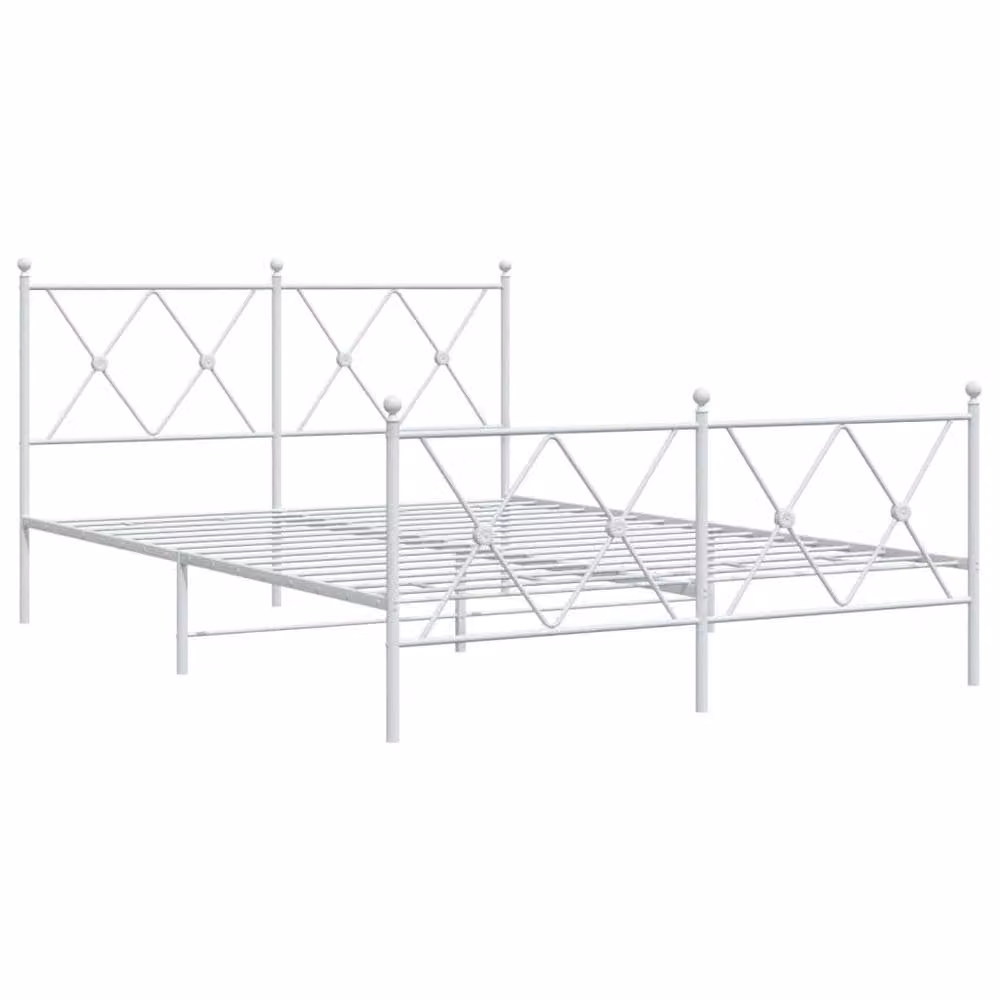 Berkfield Home Metal Bed Frame with Footboard in White, W/D/H: 140 x 190 cm – 3