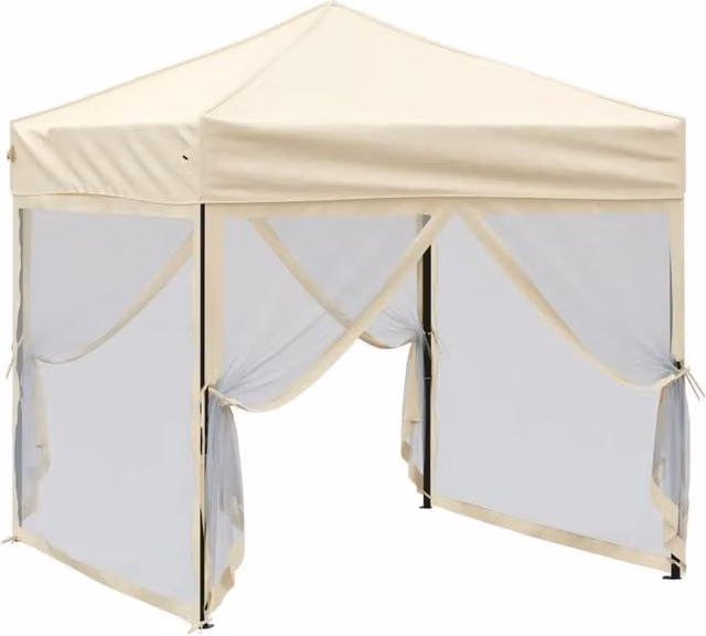 Berkfield Home Sturdy Folding Party Tent with Sidewalls, Beige, W 2 m x D 2 m x H 2.54 m – 1