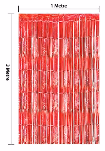 Netagon Red Shimmer Tinsel Curtain W: 3 m, H: 1 m – 2