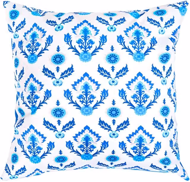 Gardenista Floral Printed Outdoor Scatter Cushion in Blue, Beige and White