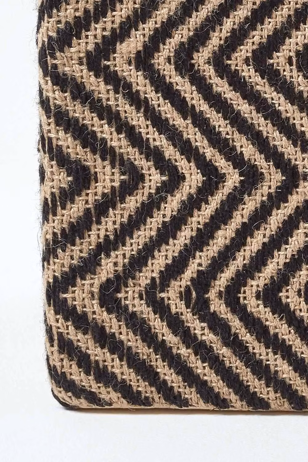 Homescapes Herringbone Jute Cube Pouffe in Black and White – 3