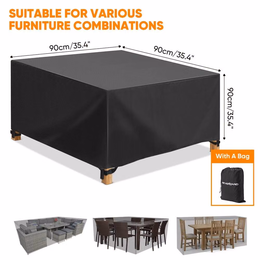 VOGREX Waterproof Anti-UV Rattan Garden Table Cover in Black, W/D/H: 90 x 90 x 90 cm – 2