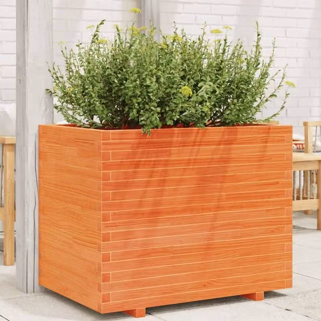 Berkfield Home Garden Planter in Brown Solid Wood, W/D/H: 90 x 60 x 72 cm