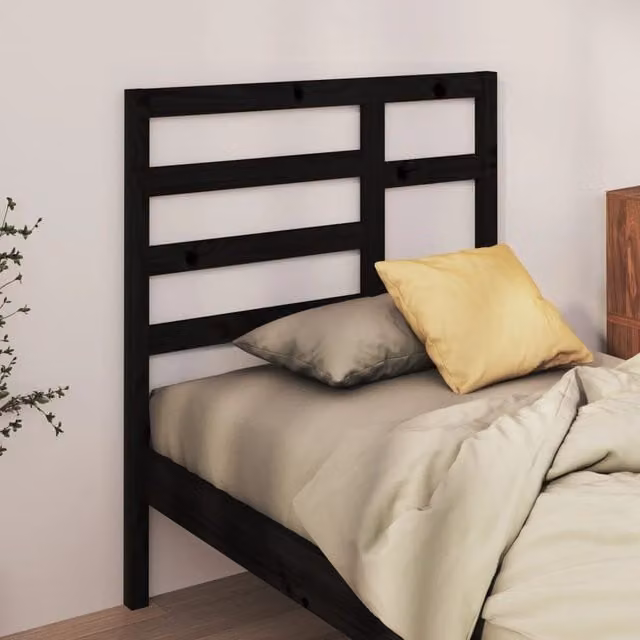 Berkfield Home Black Rustic Solid Pine Wood Bed Headboard W/D/H: 96 x 4 x 104 cm