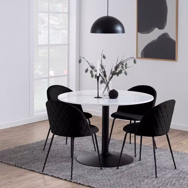 Furniture To Go Tarifa Round Dining Table, Black Marble, Diameter: 110 cm