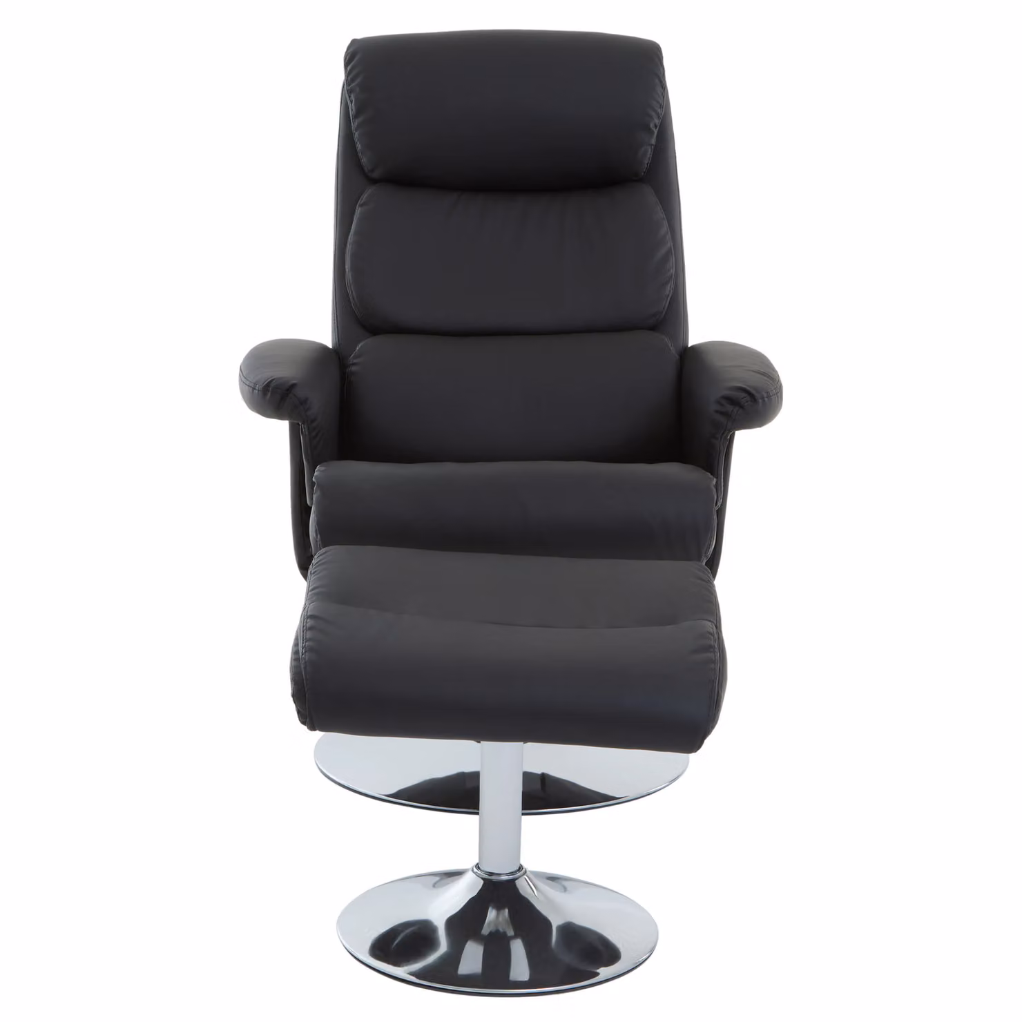 Orsina Black Leather Effect Reclining Chair and Matching Footstool – 3