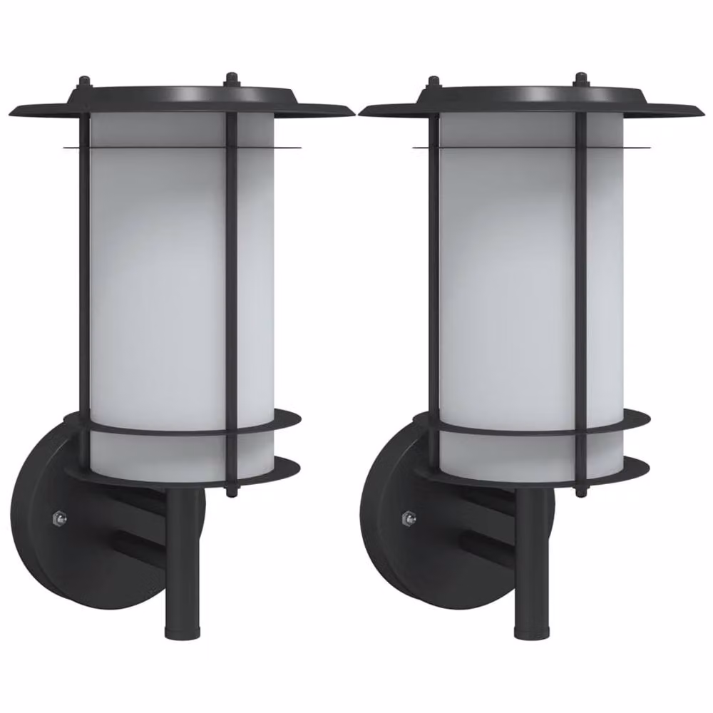 Berkfield Home Black Stainless Steel Outdoor Wall Lights, Pack of 2 – 2