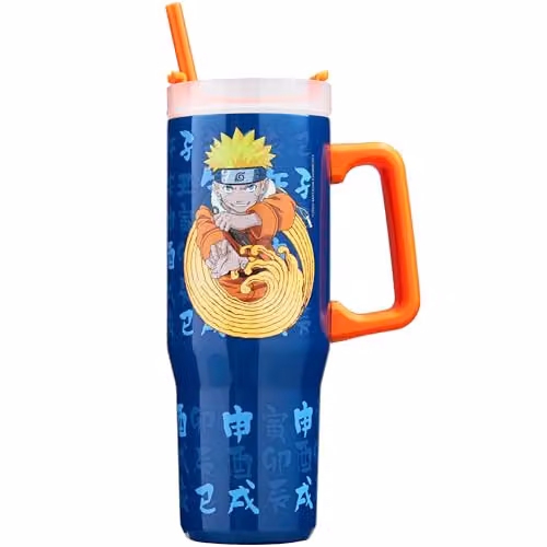 Get Trend Naruto Insulated Stainless Steel Water Bottle with Straw and Handle, 920ml, Multicolour