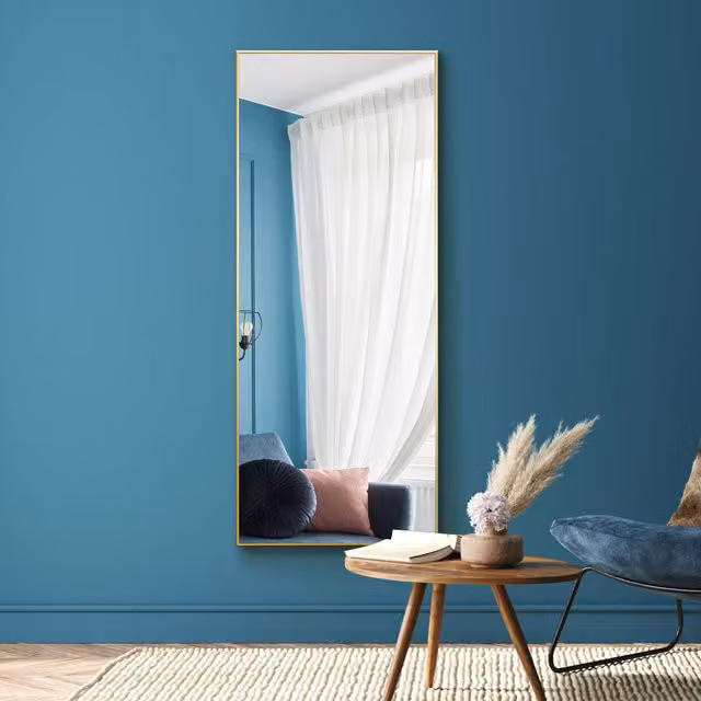 MirrorOutlet Modern Rectangular Wall Mirror with Matt Gold Aluminium Frame