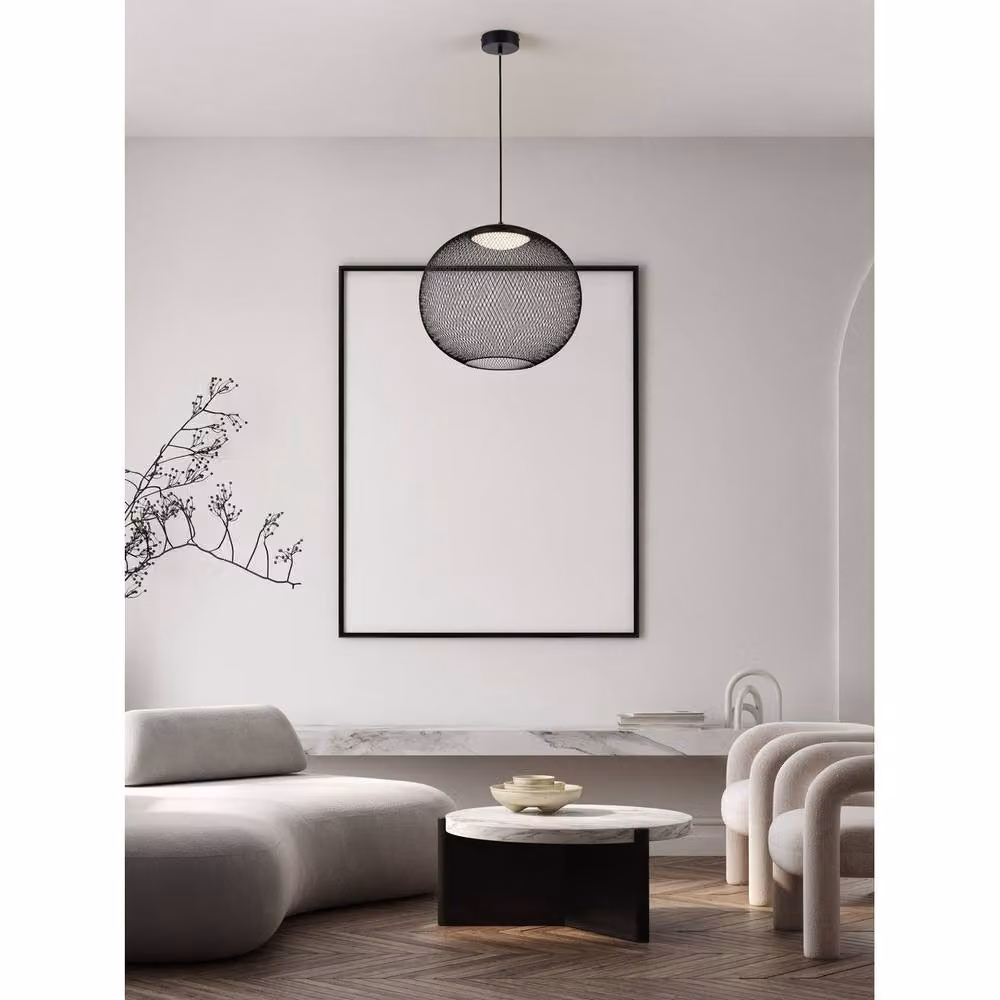 Netlighting Kinetic LED Wire Frame Pendant Light in Matt Black, 50 cm Diameter, 24W, 727lm, 3000K Warm White – 2