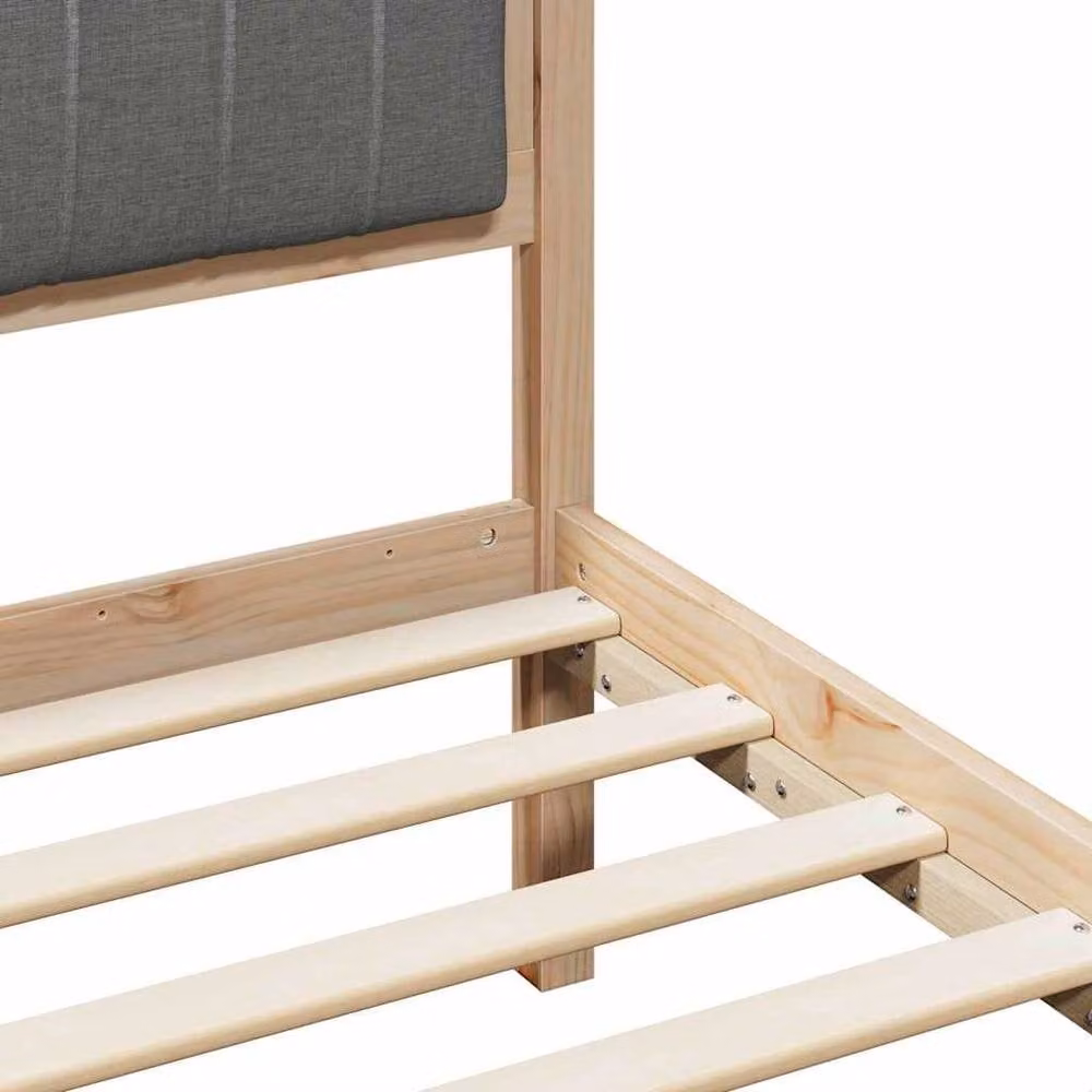 Berkfield Home Elegant Bed Frame in Brown and Dark Grey, Solid Pine Wood, W/D/H: 180 x 200 x 185.5 cm – 4